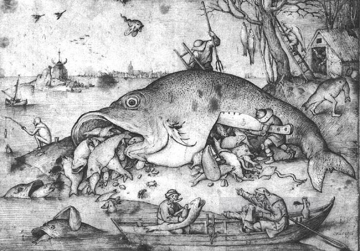 Big Fishes Eat Little Fishes Flemish Renaissance peasant Pieter Bruegel the Elder Oil Paintings